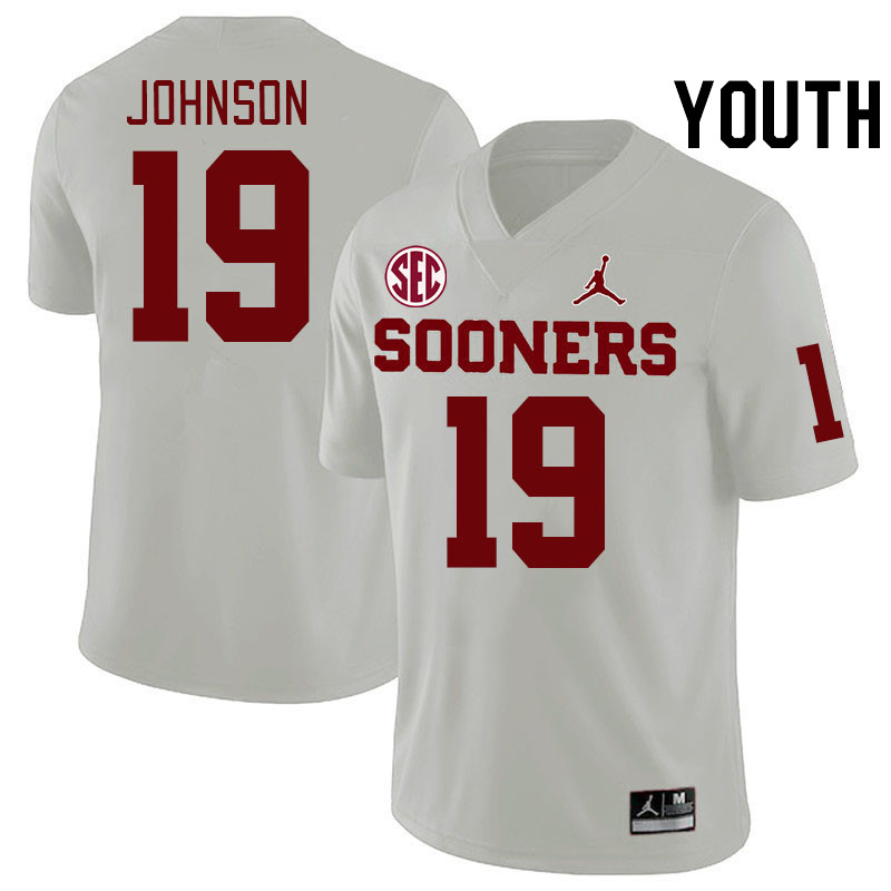 Youth #19 Jacobe Johnson Oklahoma Sooners 2024 SEC Conference College Football Jerseys-White